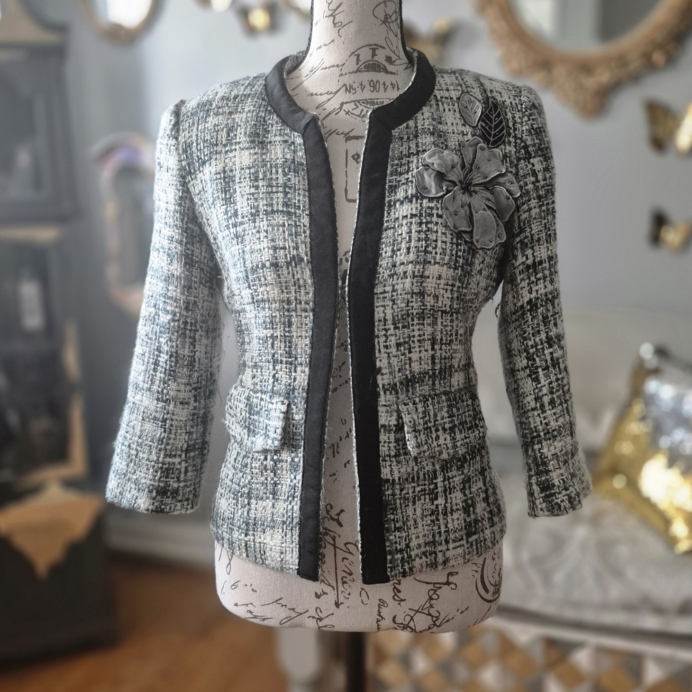 Vintage Arden B Y2K Black and White Tweed Blazer XS